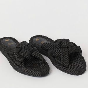 H&M Black Rope Slides Size 8